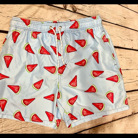 MEN'S SWIM SHORTS CELESTE WATERMELON PRINT SIZE L. elasticated waist - Picture 3 of 9